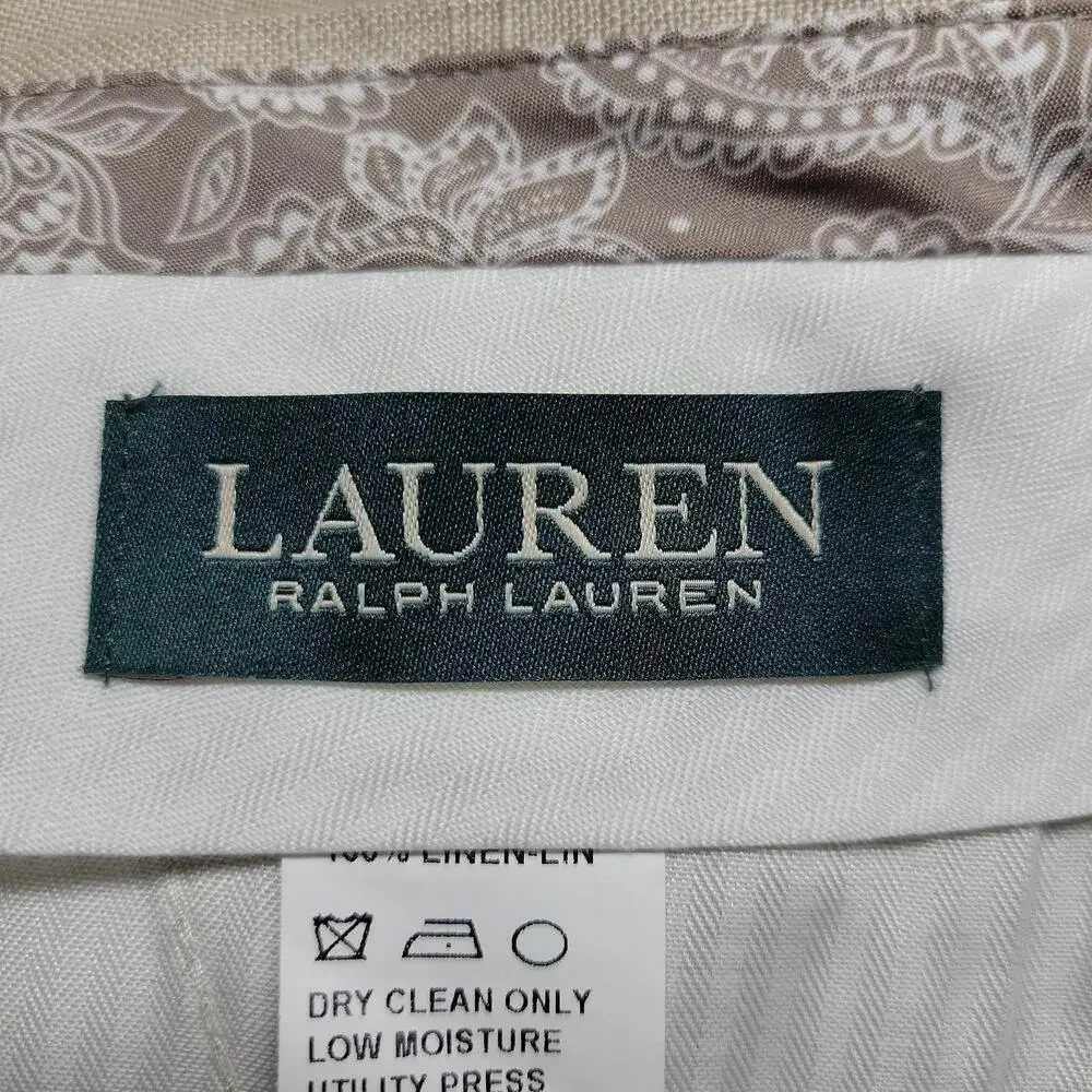 NWOT LAUREN RALPH LAUREN Pants Men 36x30 Beige Linen Pockets Dress Casual
